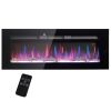 HOMCOM 50" Recessed and Wall Mountable Fireplace Heater with Remote Control, Adjustable Flame Color and Brightness