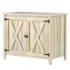 Outsunny Wooden Outdoor Storage Cabinet, Garden Shed Potting Shed with Shelf and Double Doors, Natural Wood