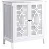 HOMCOM White Sideboard Display Cabinet with Double Glass Doors Adjustable Shelves Modern Elevated Base for Kitchen
