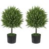 HOMCOM 21.7" Set of 2 Artificial Topiary Trees, Cedar Faux Topiaries, Fake Plants for Home Indoor outdoor Decor