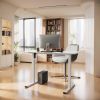 Electric Standing Desk Whole Piece Adjustable Height Desk Home Office Computer Workstation Sit Stand up Desk (White Frame + White Top)