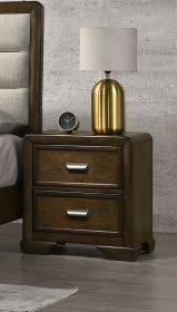 Contemporary Style 1pc 2-Drawer Nightstand Dark Brown Finish Wooden Home Bedroom Furniture