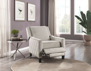 Modern Home Furniture Reclining Chair 1pc Sand-Color Textured Fabric Upholstered Nailhead Trim Solid Wood Frame Self-Reclining Motion Chair