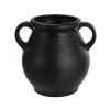 Ceramic Vase with Ribbed Finish, Black