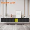 Modern 70.9" TV Stand with Drawers Line Media Console with Black Metal Legs