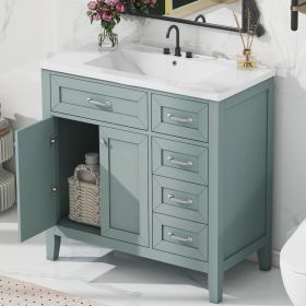 36" Bathroom Vanity with Sink Combo, Green Bathroom Cabinet with Drawers, Solid Frame and MDF Board (Old Sku:JL000007AAG)