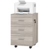 Mobile Filing Cabinet with Wheels, 3 Drawer File Cabinet with Lock and Keys for Home Office, Grey Wood Grain