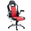 Racing Gaming Chair PU Leather Office Chair Executive Computer Desk Chair with Adjustable Height, Flip Up Armrest, Swivel Wheels, Red