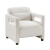 Luxury Home Furniture Accent Chair Beige Seat Cushion Boucle Upholstery Plywood Frame 1pc Armchair