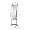 HOMCOM Lockable Jewelry Cabinet with Full-Length Mirror Floor Standing Organizer 4 Adjustable Angles Grey