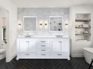 White Double Bath Vanity 80 in. W x 22 in. D, with White Quartz Top