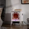 HOMCOM Electric Fireplace Stove, Freestanding Fireplace Heater with Realistic LED Flame, Overheat Protection, 750W/1500W, White