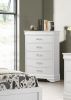 5-Drawer Tall Chest Modern 1pc White Texture Finish Solid Wood Wooden Crystal Tufted Handle Bedroom Home Furniture