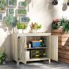 Outsunny Wooden Outdoor Storage Cabinet, Garden Shed Potting Shed with Shelf and Double Doors, Natural Wood