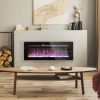 HOMCOM 50" Recessed and Wall Mountable Fireplace Heater with Remote Control, Adjustable Flame Color and Brightness