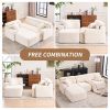 LY-029B WHITE COMPRESSION SOFA: Combining chaise longue with 3-seater, Wood Grain Chenille fabric, full sponge compression sofa