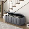 Modern Gray Storage Bench Cushion Seat 1pc Plywood Frame Fabric Upholstery Home Furniture