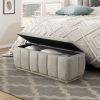 Modern Taupe Storage Bench Cushion Seat 1pc Plywood Frame Fabric Upholstery Home Furniture