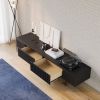 Modern 70.9" TV Stand with Drawers Line Media Console with Black Metal Legs