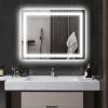 HOMCOM Dimmable Bathroom Mirror with Lights, 35" x 28" Backlit/Front Lit LED Mirror, Anti-Fog, Memory, Infinite Color Temp