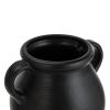 Ceramic Vase with Ribbed Finish, Black