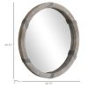 HOMCOM Round Wood Wall Mirror 31 Inch Natural Wood Color for Living Room Bedroom
