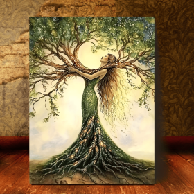 Room Decor 1pc Tree Of Life Canvas Art Print, Wooden Framed Nature-Inspired Wall Decor For Living Room, Bedroom, Office, Cafe - Unique Gift Idea, Crea (Option: 12x8inch)