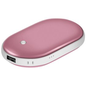 1Pc Portable Hand Warmer 5000mAh Power Bank Rechargeable Pocket Warmer Double-Sided Heating Handwarmer (Option: Rose gold)