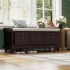 Classic Storage Bench with Cushioned Seat and Three Drawers for Entryway and Living Room