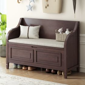 Rustic Style Solid wood Entryway Multifunctional Storage Bench with Safety Hinge (Color: Espresso, Material: MDF)