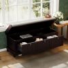 Classic Storage Bench with Cushioned Seat and Three Drawers for Entryway and Living Room