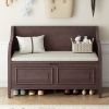 Rustic Style Solid wood Entryway Multifunctional Storage Bench with Safety Hinge